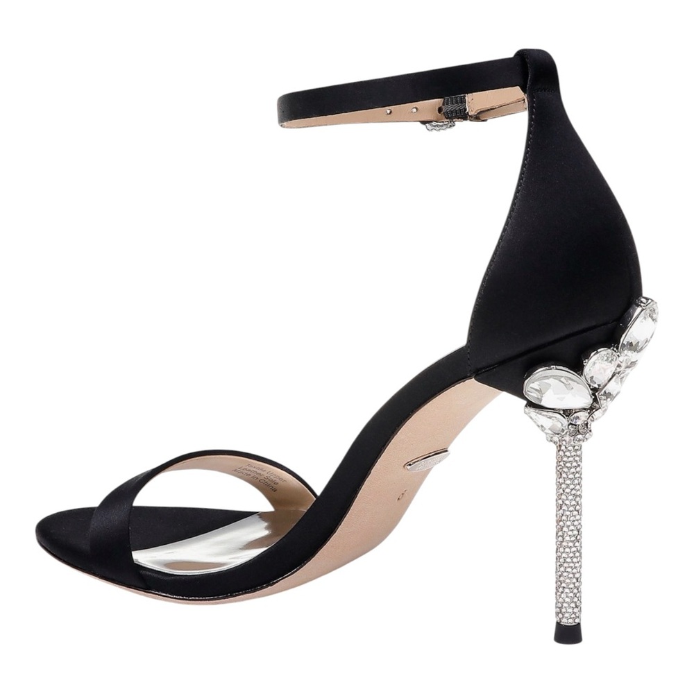 Badgley Mischka Vicia Crystal Embellished Heel Sandal Black Size 9.5 - Picture 2 of 8